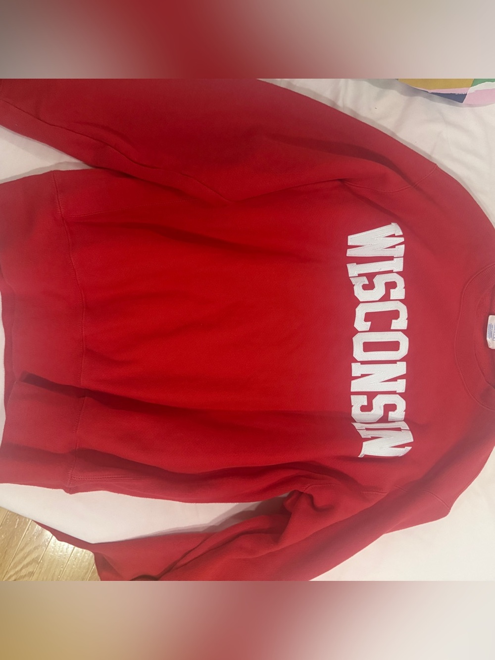 Wisconsin Red Crewneck Sweatshirt - White Lettering